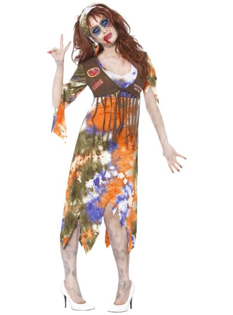Disfraz de hippie zombie para mujer