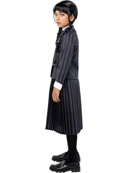 Disfraz de Miércoles Addams uniforme con peluca para niña - Wednesday Oficial Netflix - Funiglobal | Funidelia