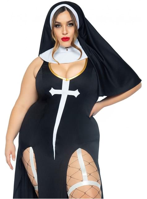 Disfraz de monja sexy para mujer talla grande