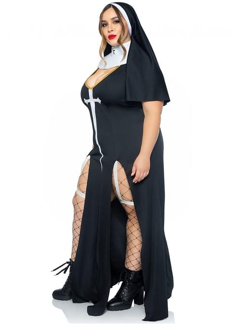 Disfraz de monja sexy para mujer talla grande