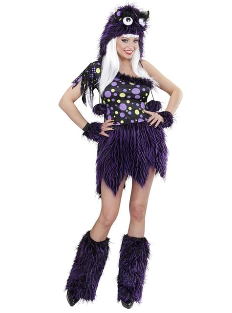 Disfraz de monstruo violeta y negro para mujer
