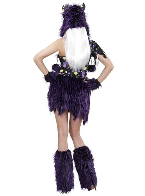 Disfraz de monstruo violeta y negro para mujer
