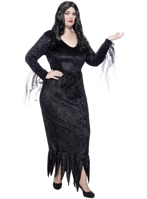 Disfraz de Morticia Addams para mujer talla grande - La Familia Addams - Funiglobal | Funidelia