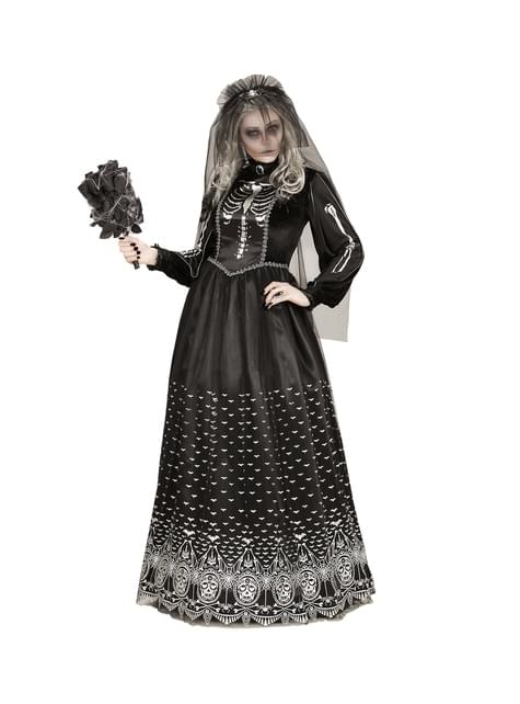 Disfraz de novia halloween esqueleto de la oscuridad para mujer