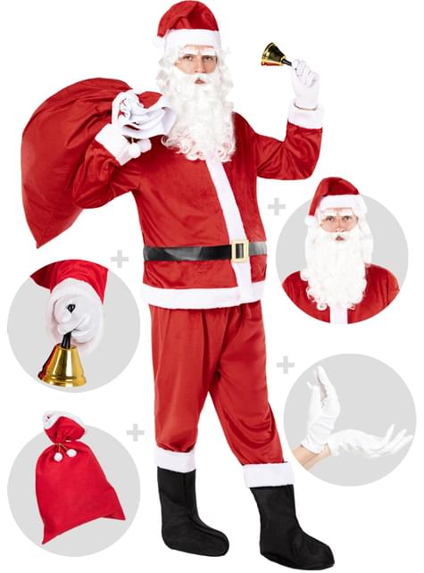Disfraz de Papá Noel Deluxe para hombre con accesorios talla grande - Funiglobal | Funidelia