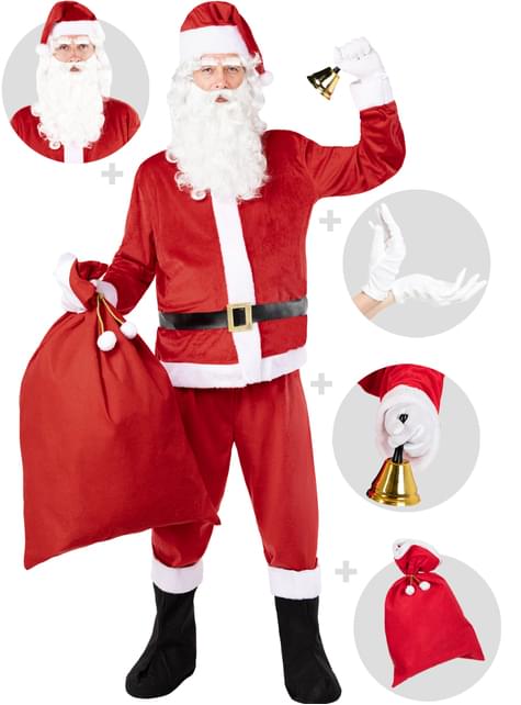 Disfraz de Papá Noel Deluxe para hombre con accesorios - Funiglobal | Funidelia