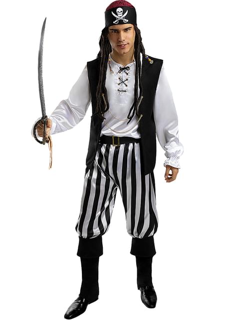 Disfraz de pirata a rayas para hombre - Colección blanca y negra - Funiglobal | Funidelia