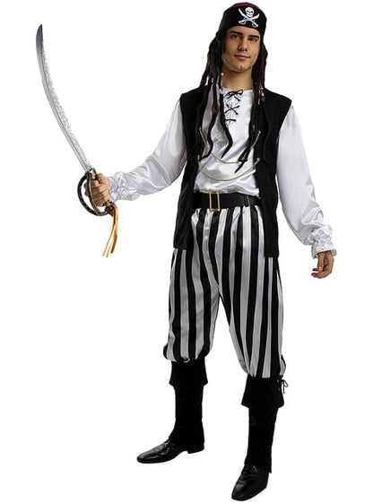 Disfraz de pirata a rayas para hombre - Colección blanca y negra - Funiglobal | Funidelia