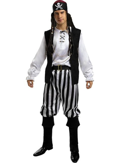 Disfraz de pirata a rayas para hombre - Colección blanca y negra - Funiglobal | Funidelia