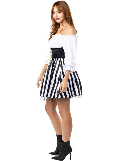 Disfraz de pirata a rayas para mujer - Colección blanca y negra - Funiglobal | Funidelia