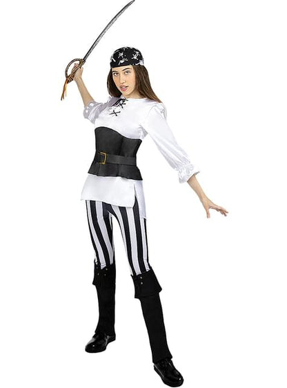 Disfraz de pirata a rayas para mujer- Colección blanca y negra