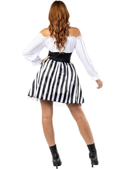 Disfraz de pirata a rayas para mujer - Colección blanca y negra - Funiglobal | Funidelia