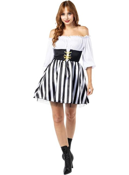 Disfraz de pirata a rayas para mujer - Colección blanca y negra - Funiglobal | Funidelia