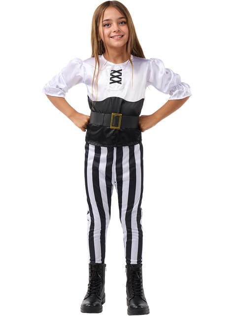 Disfraz de pirata a rayas para niña- Colección blanca y negra - Funiglobal | Funidelia