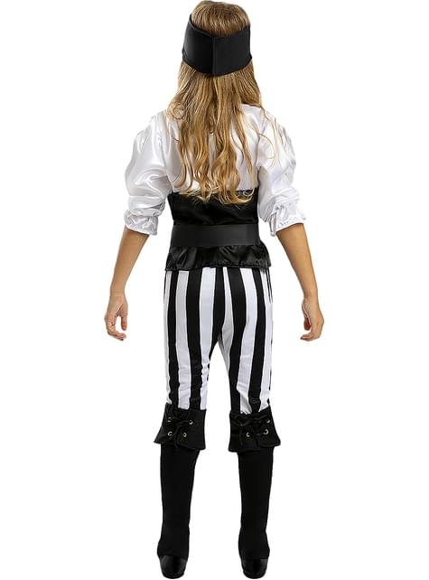 Disfraz de pirata a rayas para niña- Colección blanca y negra - Funiglobal | Funidelia