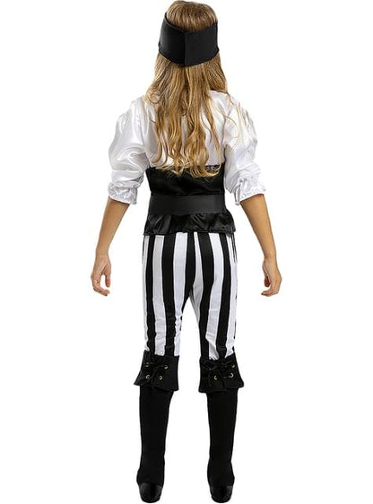 Disfraz de pirata a rayas para niña- Colección blanca y negra - Funiglobal | Funidelia