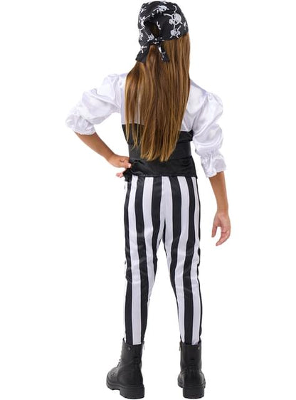 Disfraz de pirata a rayas para niña- Colección blanca y negra - Funiglobal | Funidelia