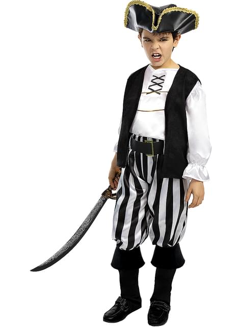 Disfraz de pirata a rayas para niño- Colección blanca y negra - Funiglobal | Funidelia