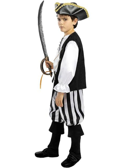 Disfraz de pirata a rayas para niño- Colección blanca y negra - Funiglobal | Funidelia