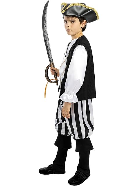 Disfraz de pirata a rayas para niño- Colección blanca y negra - Funiglobal | Funidelia