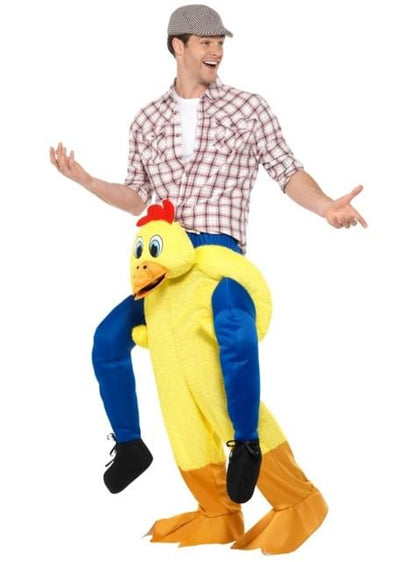Disfraz de pollo amarillo ride on para adulto