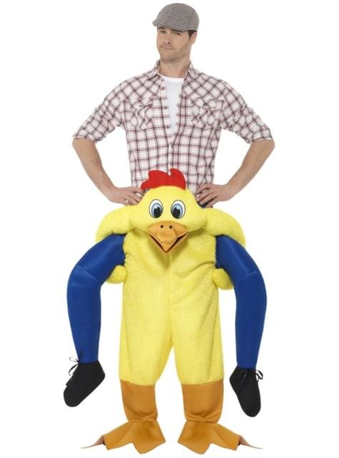 Disfraz de pollo amarillo ride on para adulto