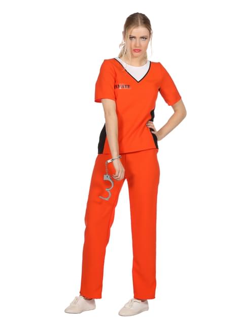 Disfraz de Presidiario naranja para mujer