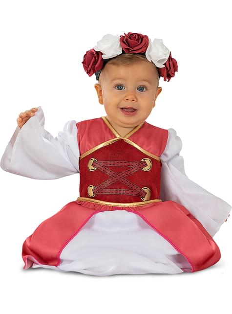 Disfraz de princesa medieval con flores para bebé - Funiglobal | Funidelia