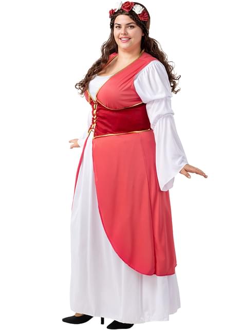 Disfraz de princesa medieval con flores para mujer talla grande - Funiglobal | Funidelia