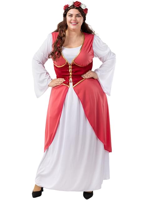 Disfraz de princesa medieval con flores para mujer talla grande - Funiglobal | Funidelia