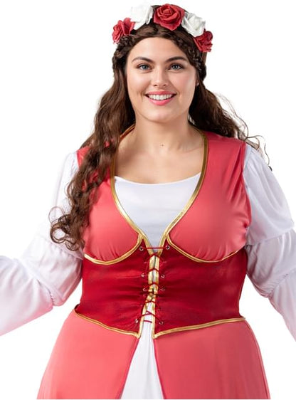 Disfraz de princesa medieval con flores para mujer talla grande - Funiglobal | Funidelia
