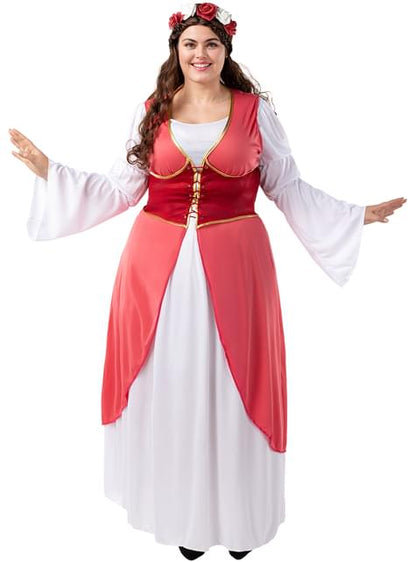 Disfraz de princesa medieval con flores para mujer talla grande - Funiglobal | Funidelia