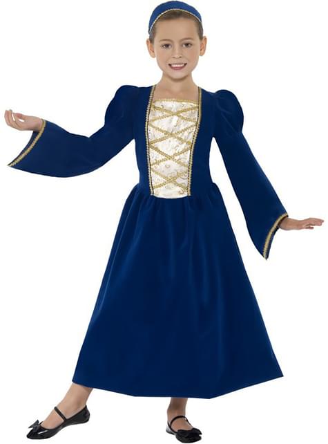 Disfraz del Renacimiento azul para niña