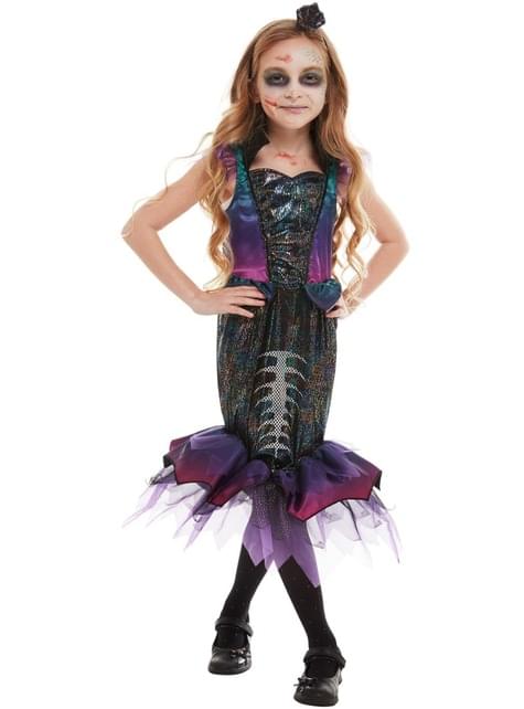 Disfraz de sirena zombie para niña
