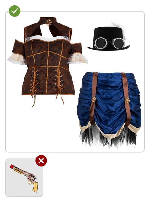 Disfraz de Steampunk corto para mujer talla grande