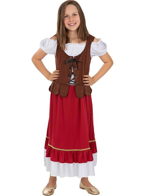 Disfraz de tabernera medieval clásica para niña - Funiglobal | Funidelia