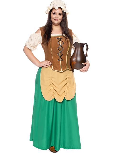 Disfraz de tabernera medieval para mujer talla grande - Funiglobal | Funidelia
