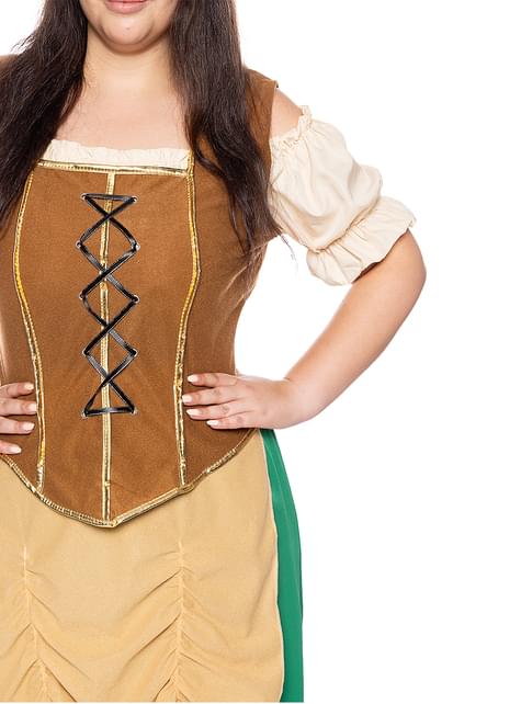 Disfraz de tabernera medieval para mujer talla grande - Funiglobal | Funidelia