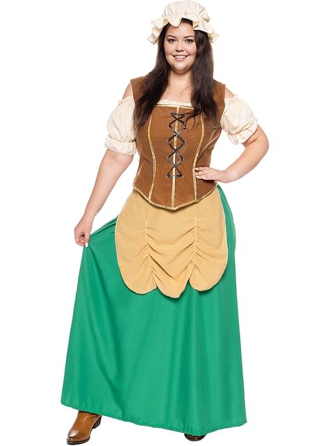 Disfraz de tabernera medieval para mujer talla grande - Funiglobal | Funidelia