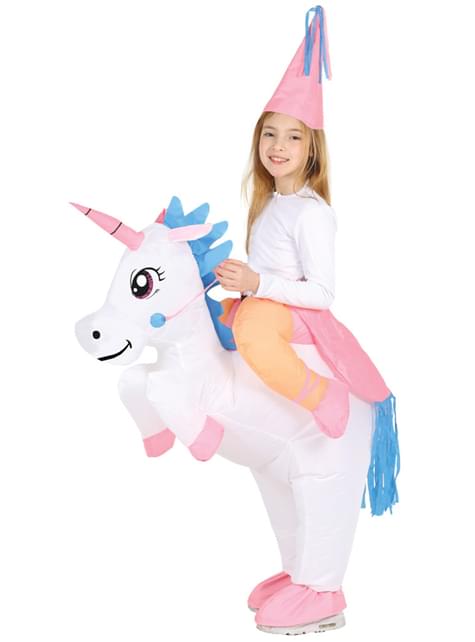 Disfraz de unicornio ride on hinchable para niña