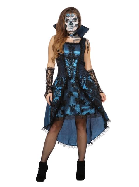 Disfraz de vampiro azul para mujer