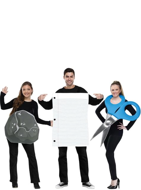 Disfraz grupal de piedra, papel y tijera para adultos