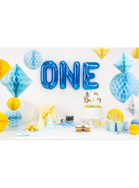 Esfera azul cielo de 20 cm de nido de abeja - Partydeco | Funidelia