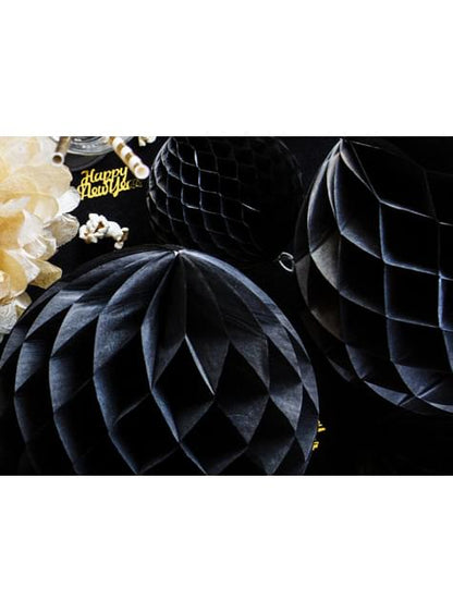 Esfera negra de 20 cm de nido de abeja - Partydeco | Funidelia