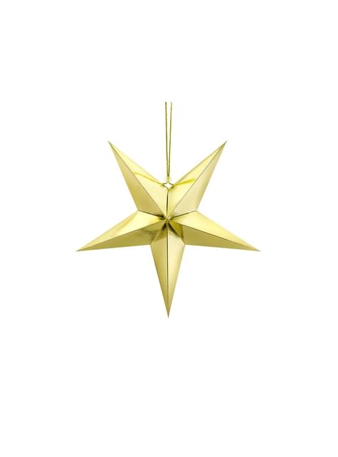 Estrella colgante dorada de 45 cm de papel