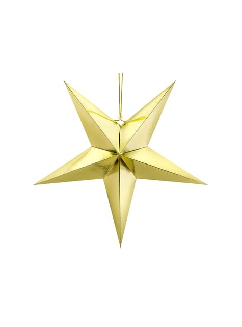Estrella colgante dorada de 70 cm de papel