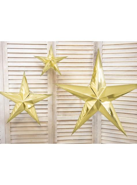 Estrella colgante dorada de 70 cm de papel