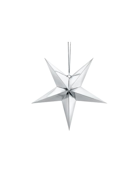 Estrella colgante plateada de 45 cm de papel - Partydeco | Funidelia