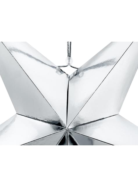 Estrella colgante plateada de 70 cm de papel