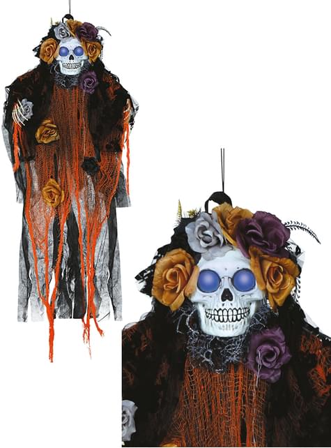 Figura colgante de Catrina con luz y sonido
